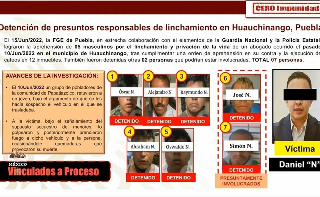 Suman siete detenidos por el linchamiento de Daniel Picazo en Huauchinango, Puebla. Foto: Especial