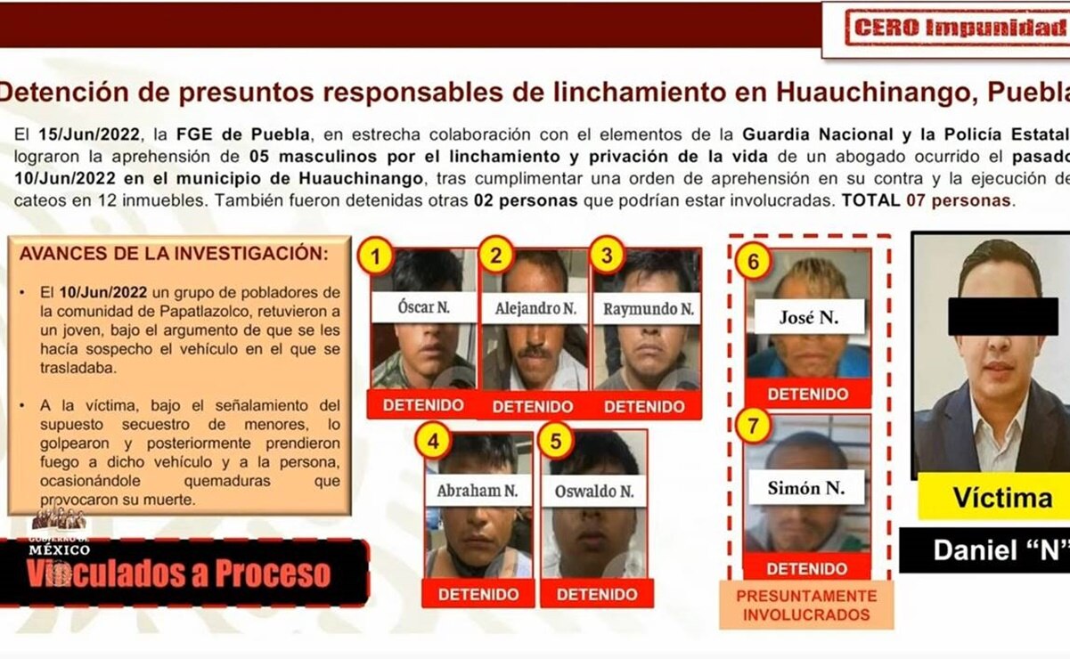 Suman siete detenidos por el linchamiento de Daniel Picazo en Huauchinango, Puebla