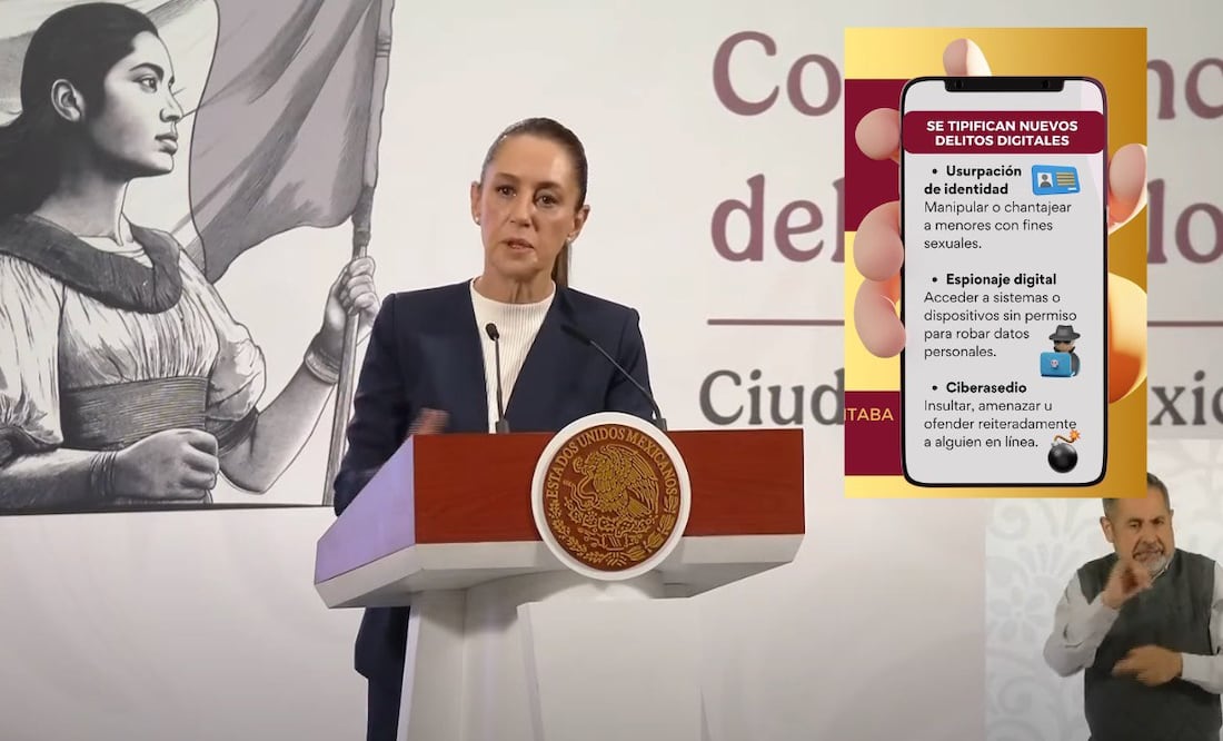 Claudia Sheinbaum fue cuestionada este miércoles sobre la Ley de Ciberasedio en Puebla | Foto: Especial