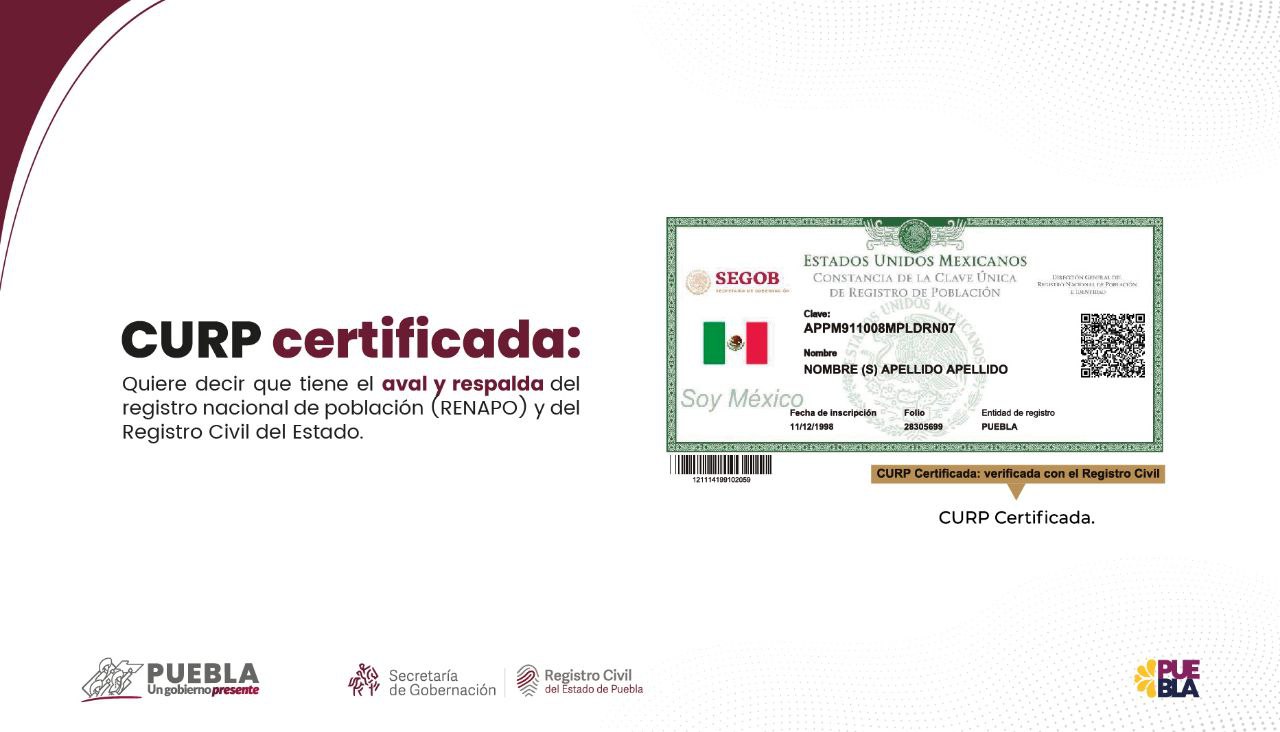Ahora para varios trámites te piden la CURP certificada | Gobierno de Puebla