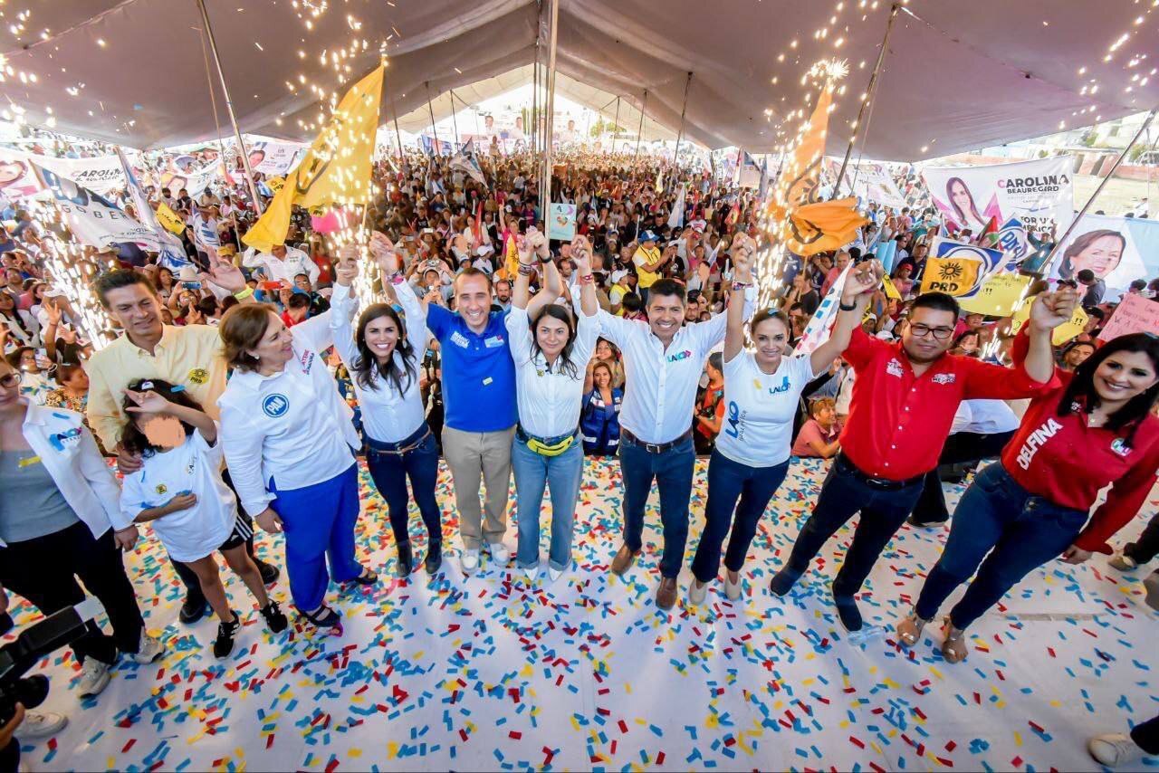 Mario Riestra y Eduardo Rivera encabezan cierre de campaña con más de 2 mil 500 poblanos del sur