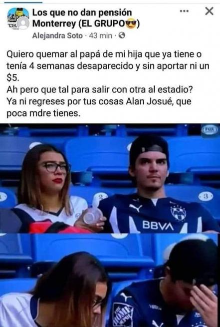 Exhiben a hombre infiel en el partido  Monterrey vs Puebla