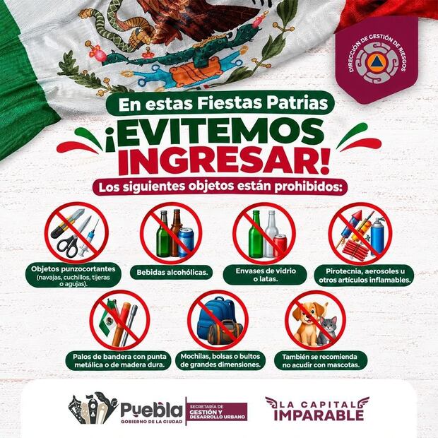 La prioridad es garantizar un ambiente ordenado durante las celebraciones patrias del 15 de septiembre | Foto: Ayuntamiento de Puebla.