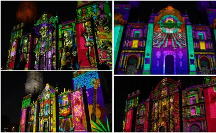 Inaugura Pepe Chedraui videomapping de Día de Muertos en la catedral de Puebla