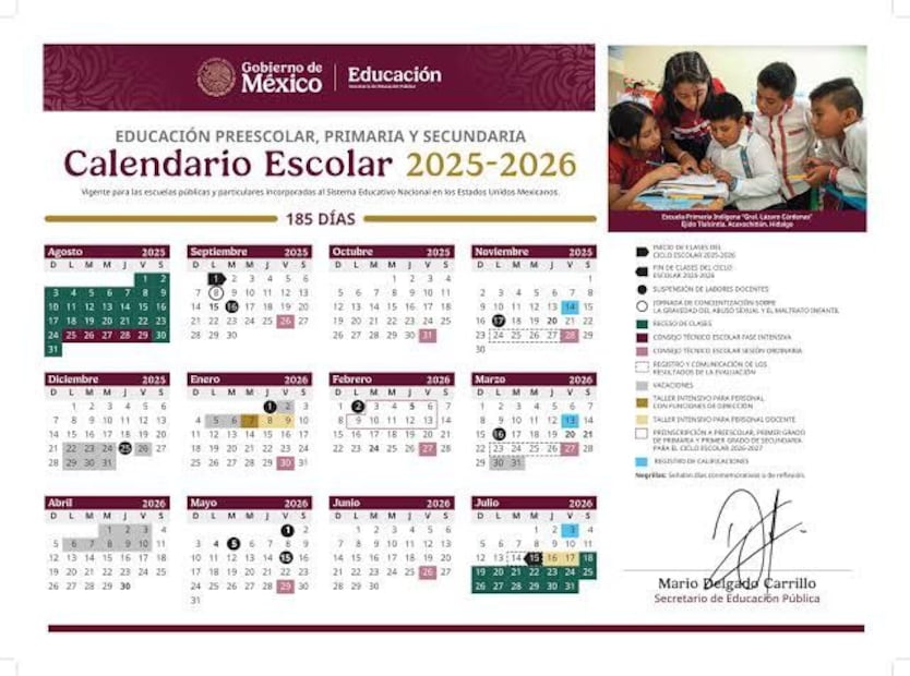 Calendario Escolar 2025-2026 | Foto: SEP
