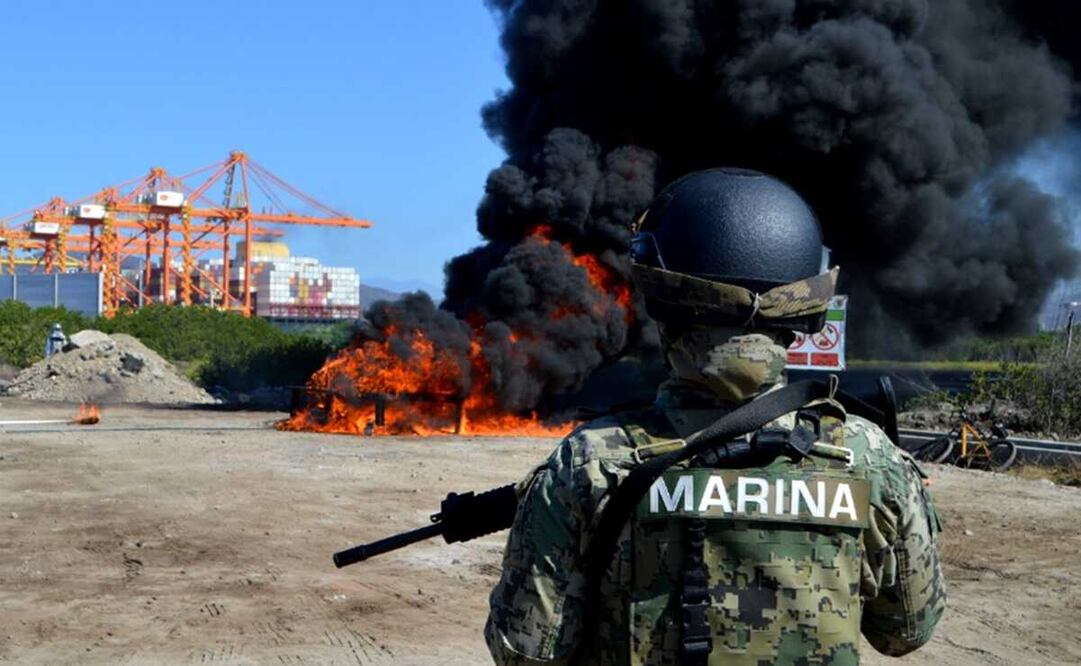 Incineran media tonelada de cocaína asegurada en el puerto de Manzanillo. Foto: Especial