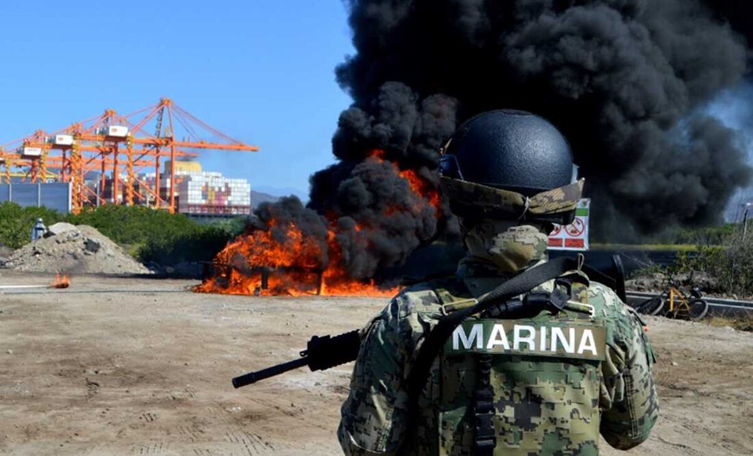 Incineran media tonelada de cocaína asegurada en el puerto de Manzanillo. Foto: Especial