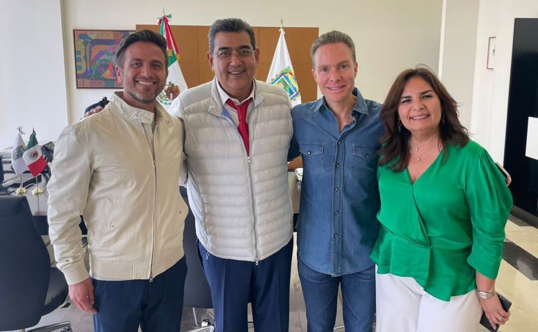 Manuel Velasco tuvo un encuentro con el gobernador de Puebla, Sergio Salomón Céspedes Peregrina | Foto: Twitter Manuel Velasco