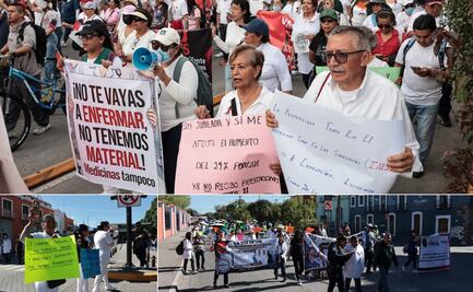 Trabajadores del IMSS protestan de nuevo en las calles de Puebla por falta de medicinas e insumos