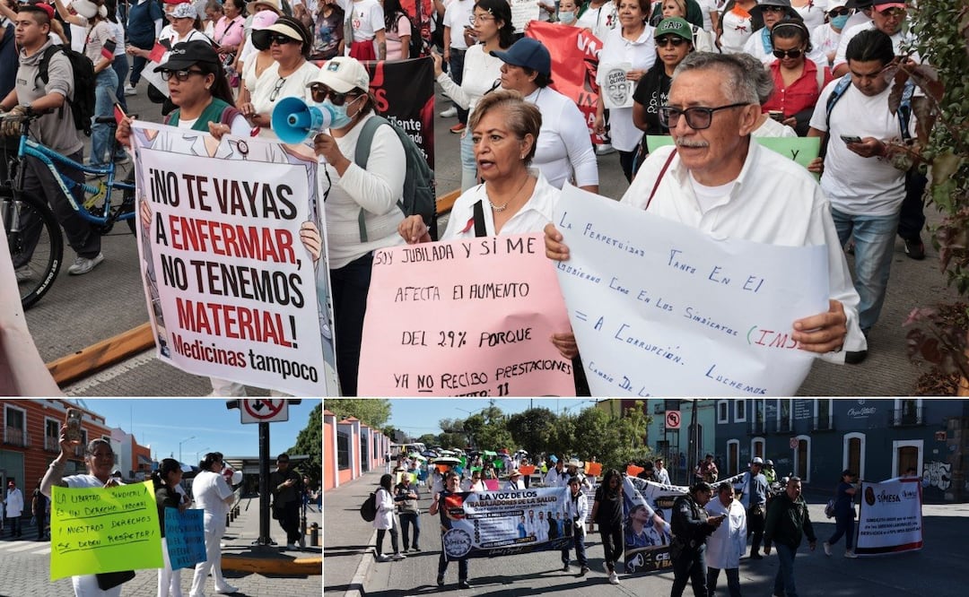Trabajadores del IMSS nuevamente protestaron en Puebla | Foto: EsImagen