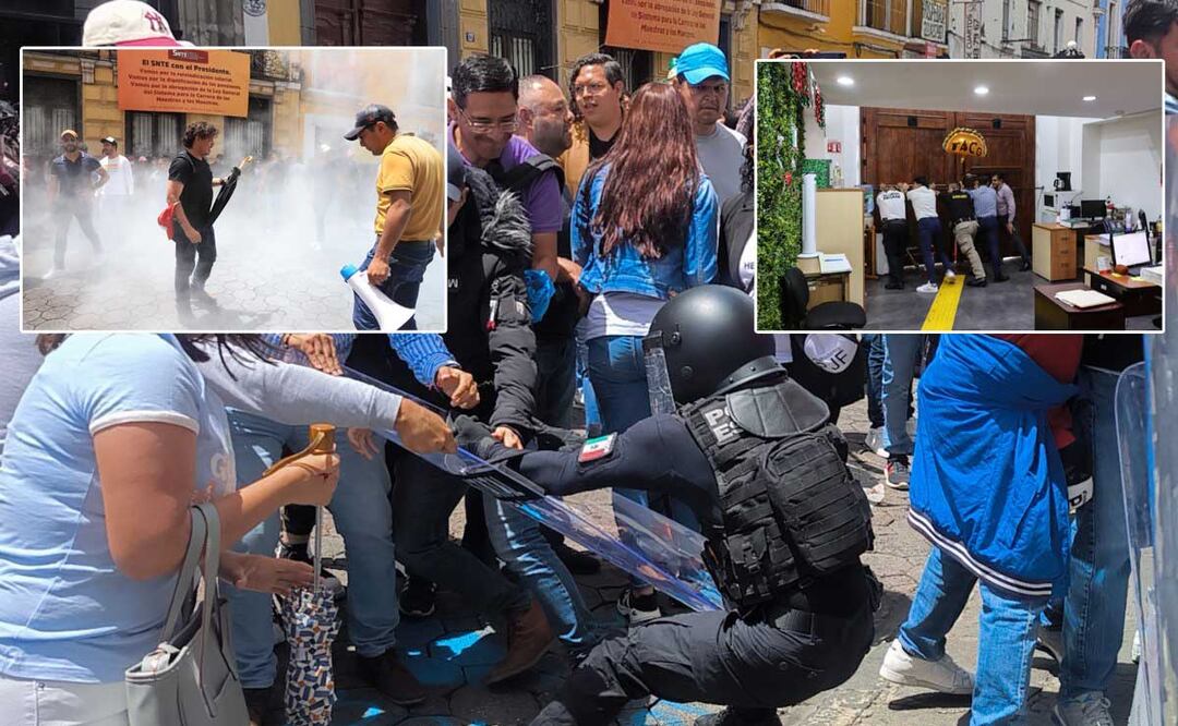 Opositores a la reforma del Poder Judicial intentan ingresar al Congreso de Puebla  | EsImagen