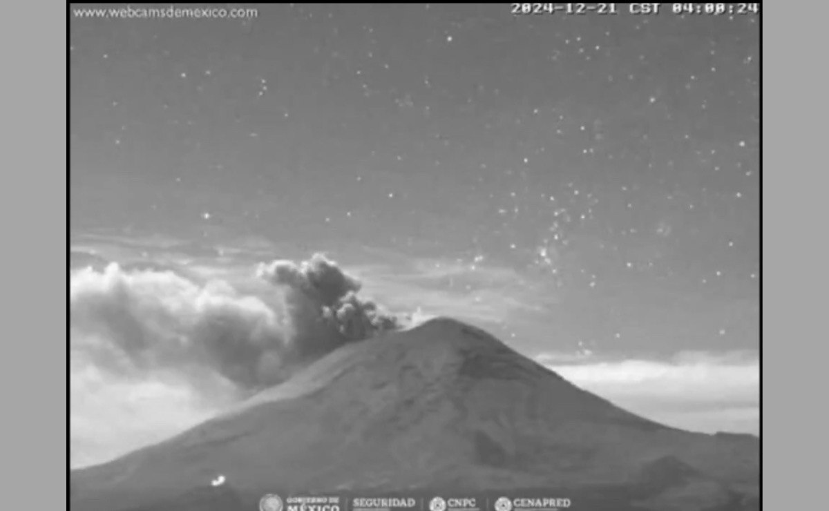 La actividad del Popo se registró poco antes de las 4 de la mañana | Foto: Captura de video WebCams de México