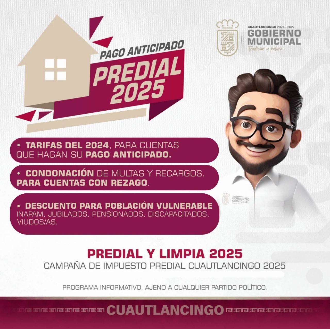 Descuentos y beneficios al pagar el predial por anticipado en Cuautlancingo I Foto: Ayuntamiento de Cuautlancingo