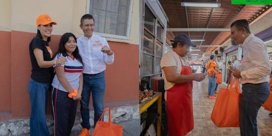 Rafael Cañedo recorre mercado y junta auxiliar de La Libertad