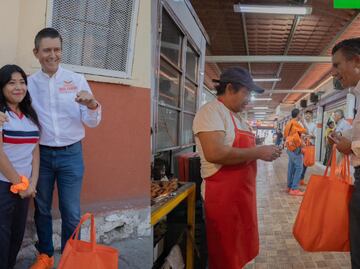 Rafael Cañedo recorre mercado y junta auxiliar de La Libertad