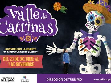 Atlixco sustituye tapete monumental y desfile de calaveras con Valle de Catrinas