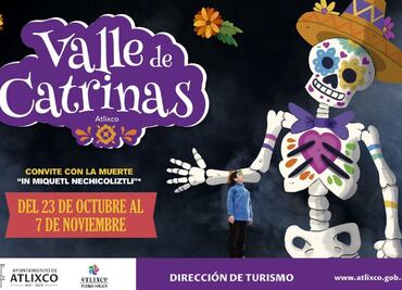 Atlixco sustituye tapete monumental y desfile de calaveras con Valle de Catrinas