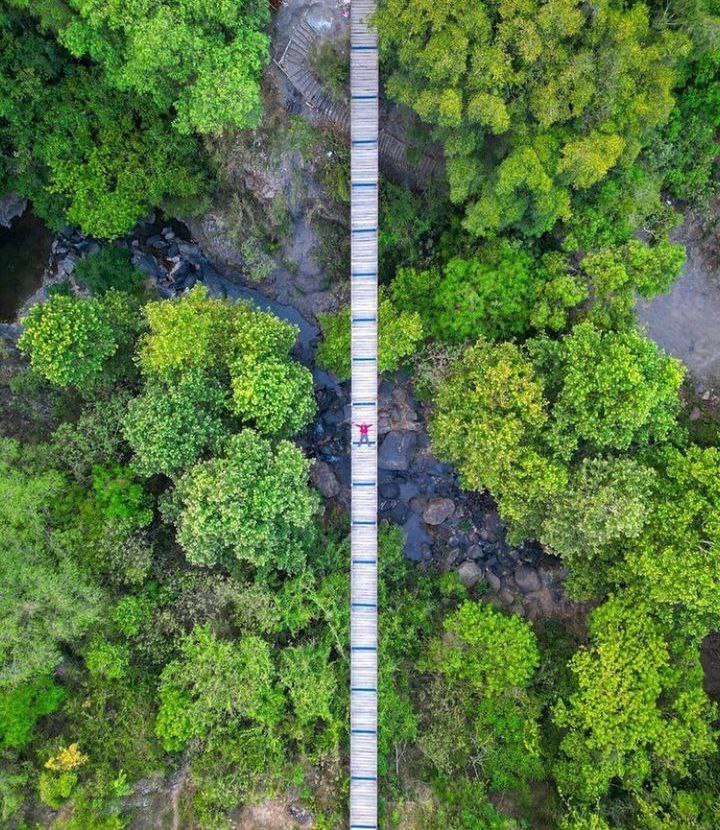 El puente colgante Miguel Hidalgo es uno de tantos atractivos de Pahuatlán | Foto: Instagram lanzatemex
