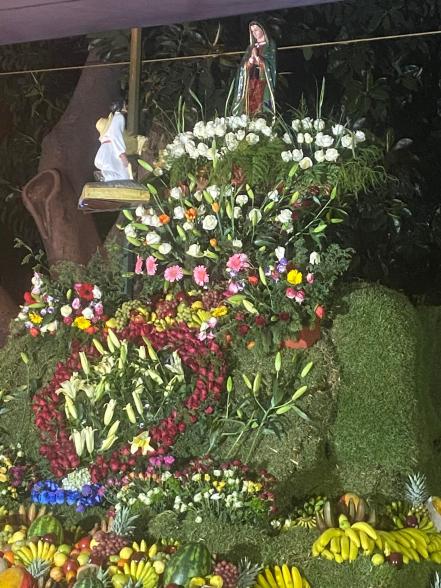 Crean ofrenda a la Virgen de Guadalupe con 10 toneladas de fruta