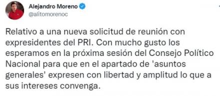 "Alito" ya no recibirá a expresidentes del PRI; que vayan al Consejo si quieren, dice
