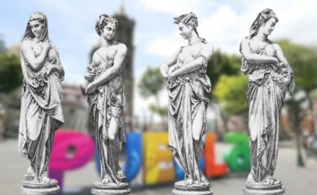 En el Zócalo de Puebla hay cuatro musas | Foto: Tripadvisor / Gobierno de Puebla capital