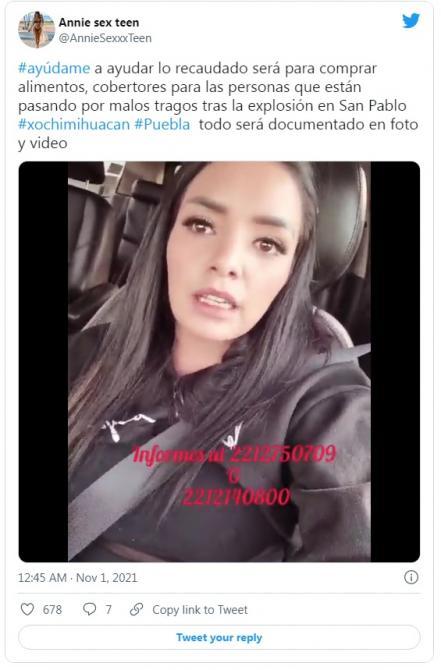 Actriz erótica donará sus ganancias a afectados de Xochimehuacán