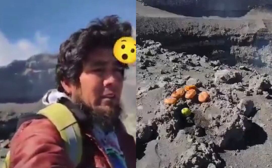 Un hombre no respetó la restricción y se acercó al cráter del Popocatépetl I Foto: Captura de video