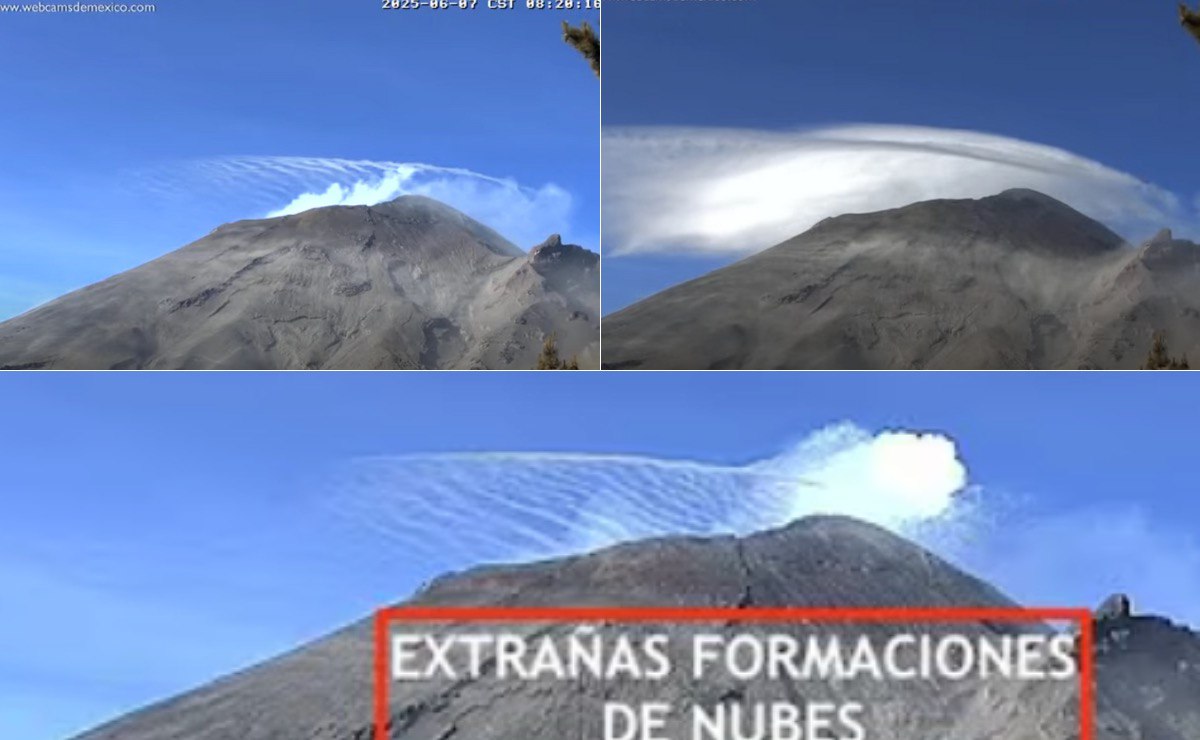 Se observaron nubes extrañas en el volcán Popocatépetl | Foto: Webcams México