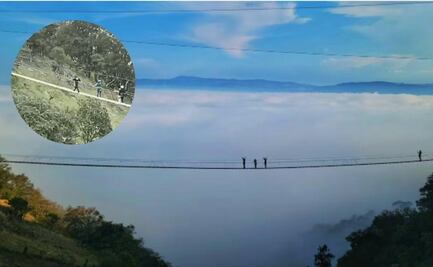 Pánico a 2300 metros de altura, turistas quedan atrapados en puente colgante de Tlatlauquitepec