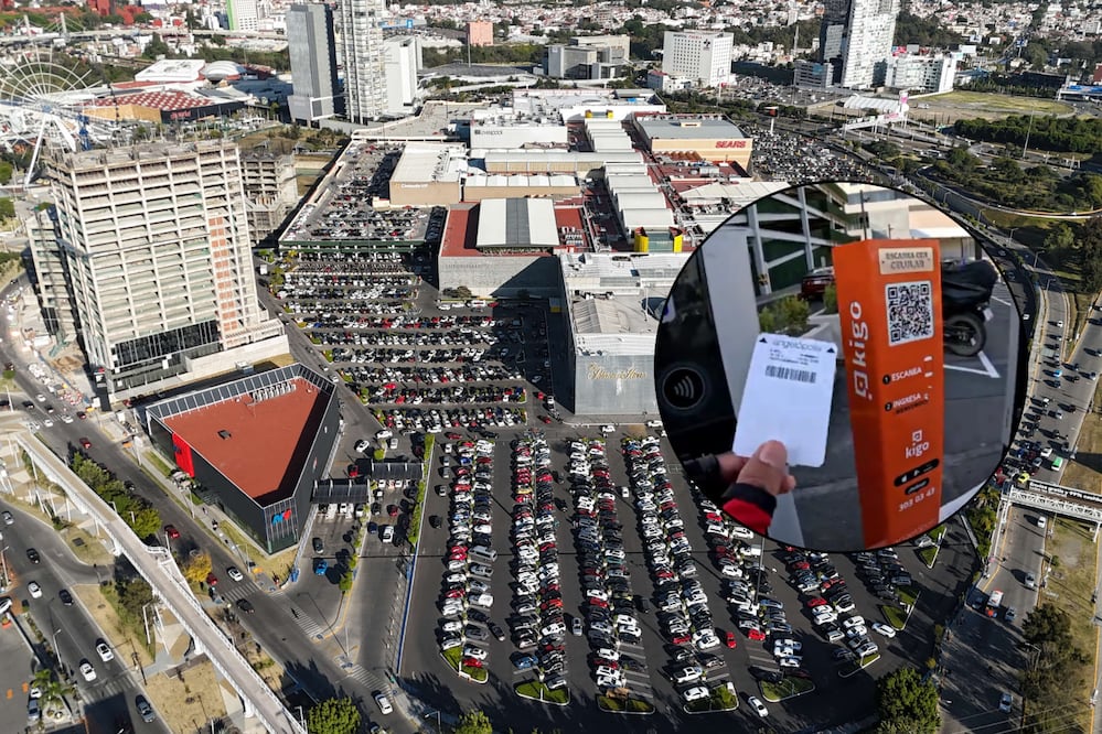 En el centro comercial Angelópolis ya cobran el estacionamiento a motos | Foto: EsImagen / Captura de TikTok @uriel_la_lira_loca