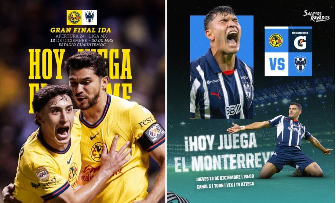 El partido de ida América vs. Monterrey se desarrollará hoy, jueves 12 de diciembre / Foto: Redes Sociales