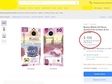 Nuevo billete de 50 pesos se ofrece en cuatro veces su valor