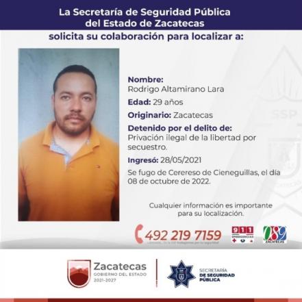 Emiten fichas de búsqueda de los 7 reos que se fugaron del penal de Cieneguillas en Zacatecas