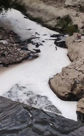 En redes sociales se denunció la presencia de espuma tóxica en el río Alseseca | Foto: Captura Defensa Colectiva del Agua en Puebla
