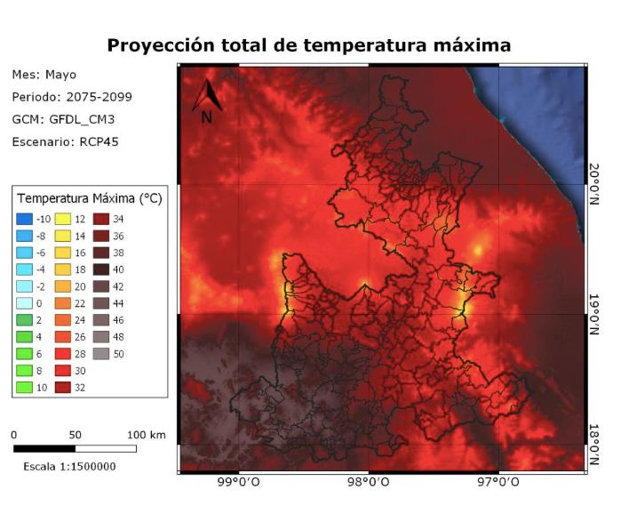 Foto:  Captura de pantalla Escenarios Climáticos CMIP5 para el Municipio de Puebla