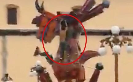 VIDEO. Hombre cae 2 metros tras trepar escultura monumental en Zacatlán