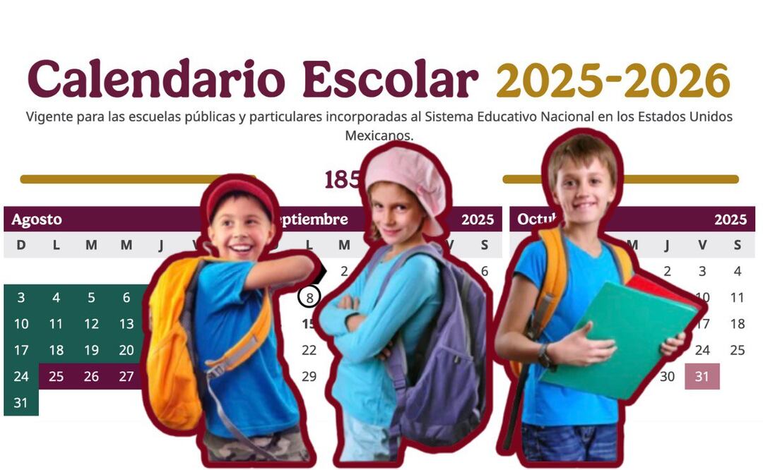 El ciclo escolar 2025-2026 tendrá varios puentes y días festivos | Foto: SEP/Depositphotos
