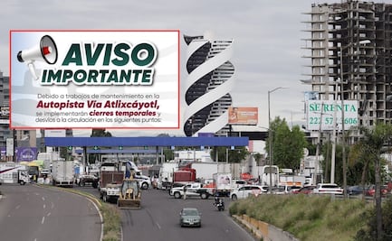 Cierre por obras en la autopista Puebla-Atlixco hoy martes 27 y mañana miércoles 28 de octubre