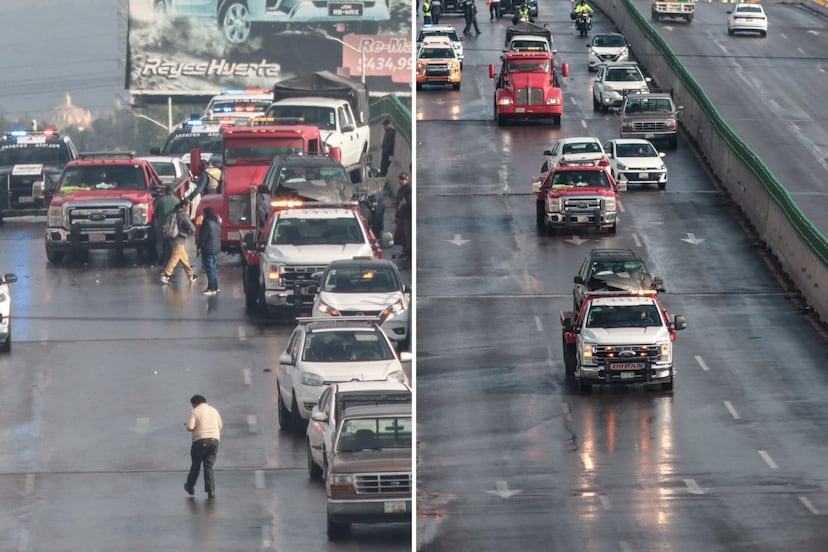 Carambola de 6 autos bloquea puente de la Central de Abasto en Puebla
