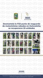 Desmantela FGE bodega de motocicletas robadas en Huixcolotla