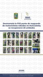 Desmantela FGE bodega de motocicletas robadas en Huixcolotla