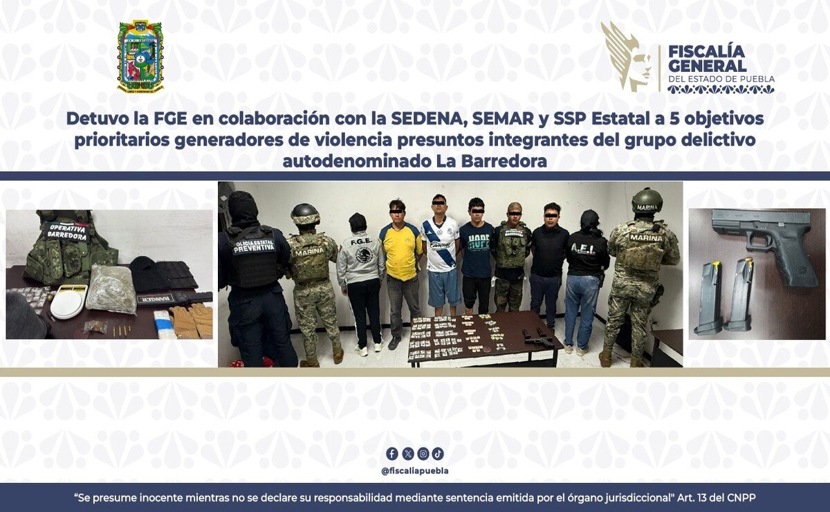 Detienen a 5 miembros de La Barredora en Puebla