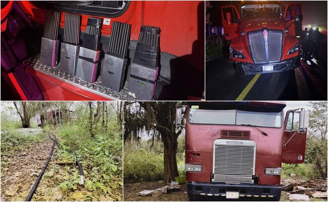 Fuerzas de seguridad localizan tractocamión con hidrocarburo y recuperan camión robado