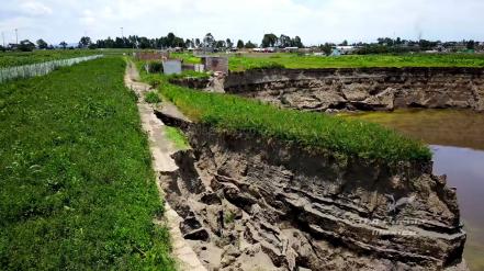 Socavón de Puebla. Así luce de cerca la franja de tierra que se está desprendiendo
