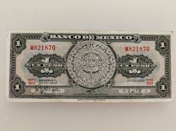 Cuánto vale hoy un Calendario Azteca, el único billete de 1 peso que ha existido en México