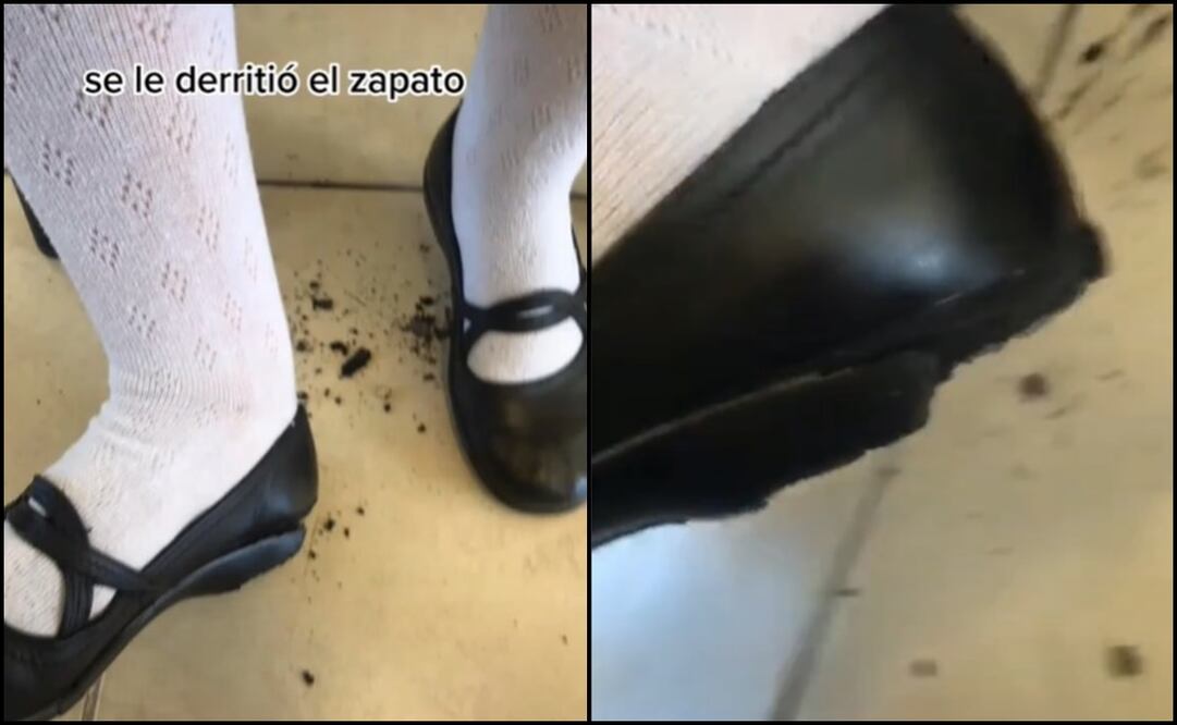 Joven muestra como el calor derritió un zapato y se vuelve viral en TikTok. Foto: captura de video