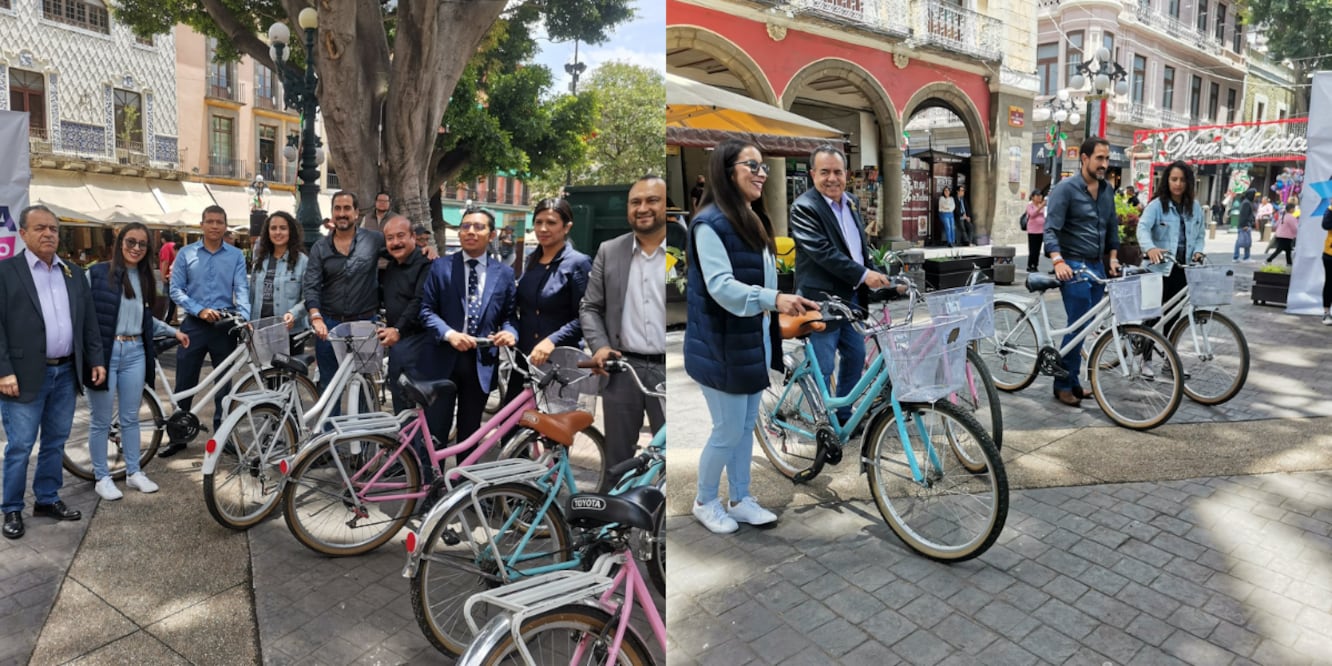 Ayuntamiento entrega en comodato bicicletas, a  seis hoteles del Centro Histórico de Puebla / Foto Redes Sociales