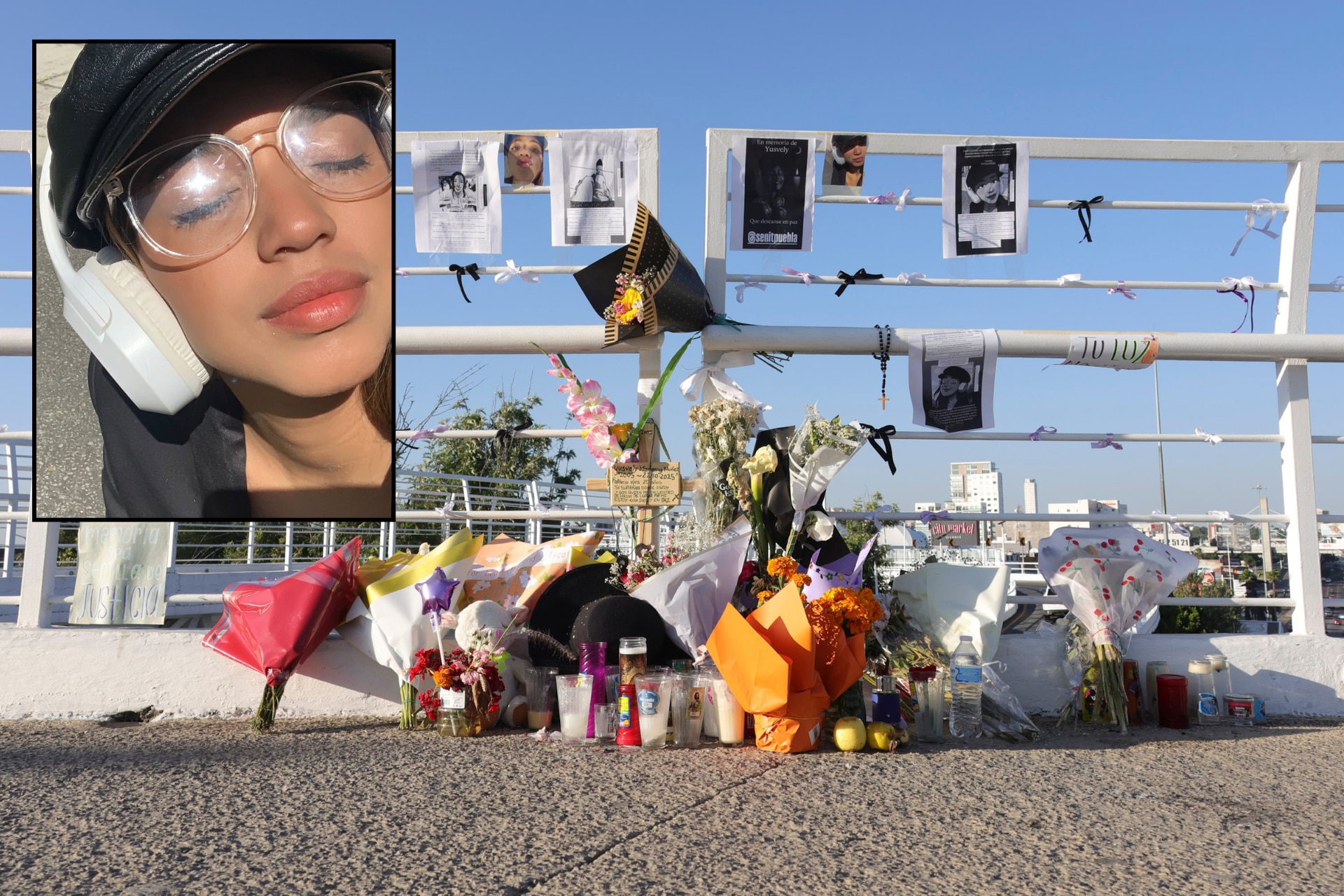 Con flores y veladoras recuerdan a Yusvely, joven que se lanzó del puente de Angelópolis