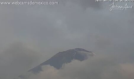 Monitoreo del volcán Popocatépetl, 26 de mayo 2021