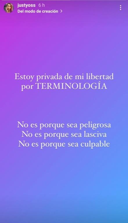 YosStop responde: "Estoy privada de mi libertad por terminología, no por ser culpable"